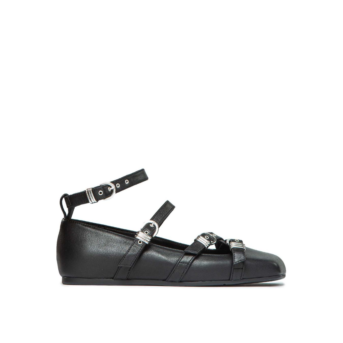 ballerine con fibbie in pelle nera 