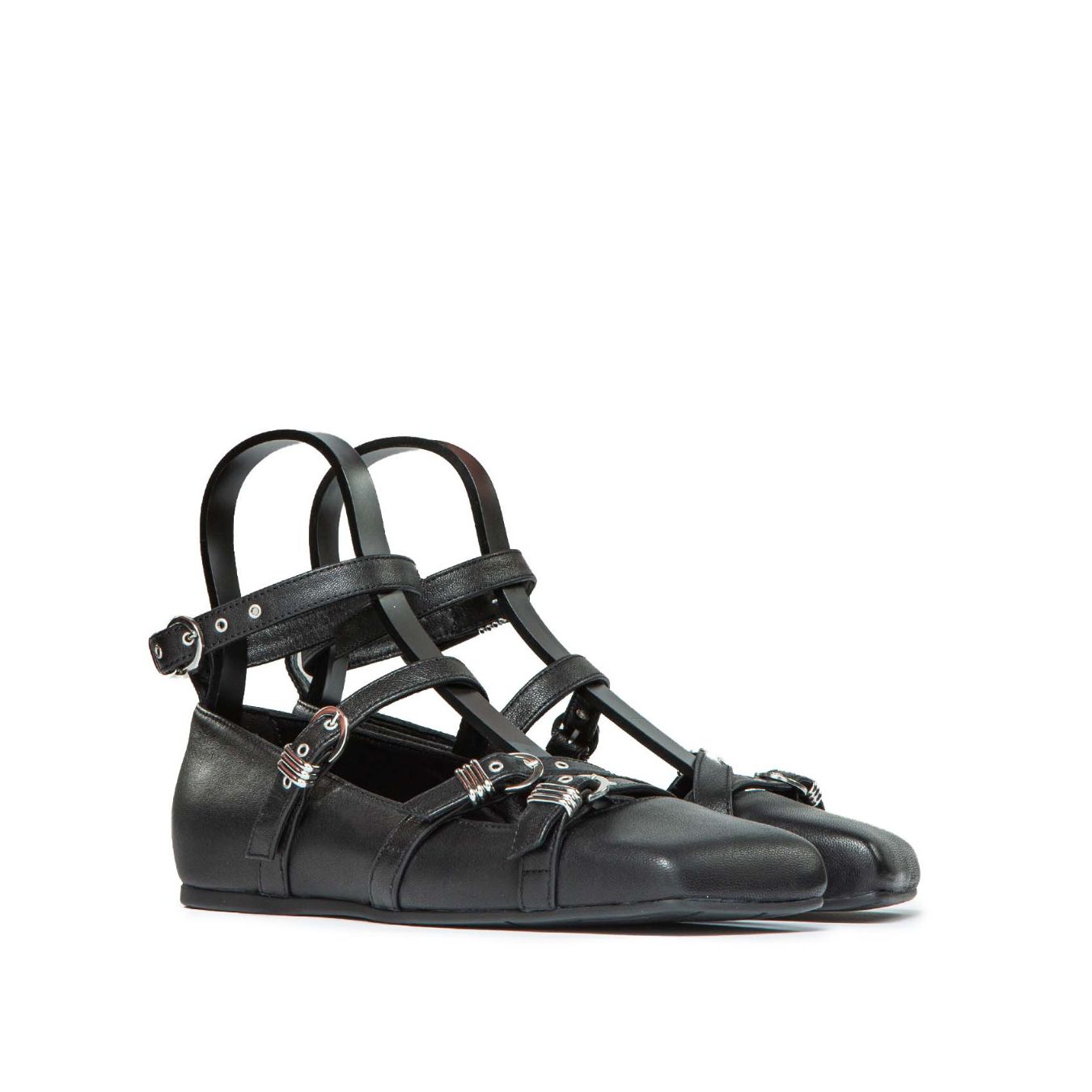 ballerine con fibbie in pelle nera 