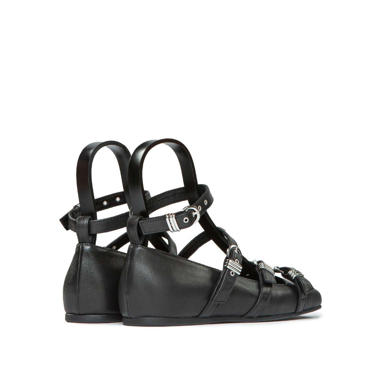 ballerine con fibbie in pelle nera 