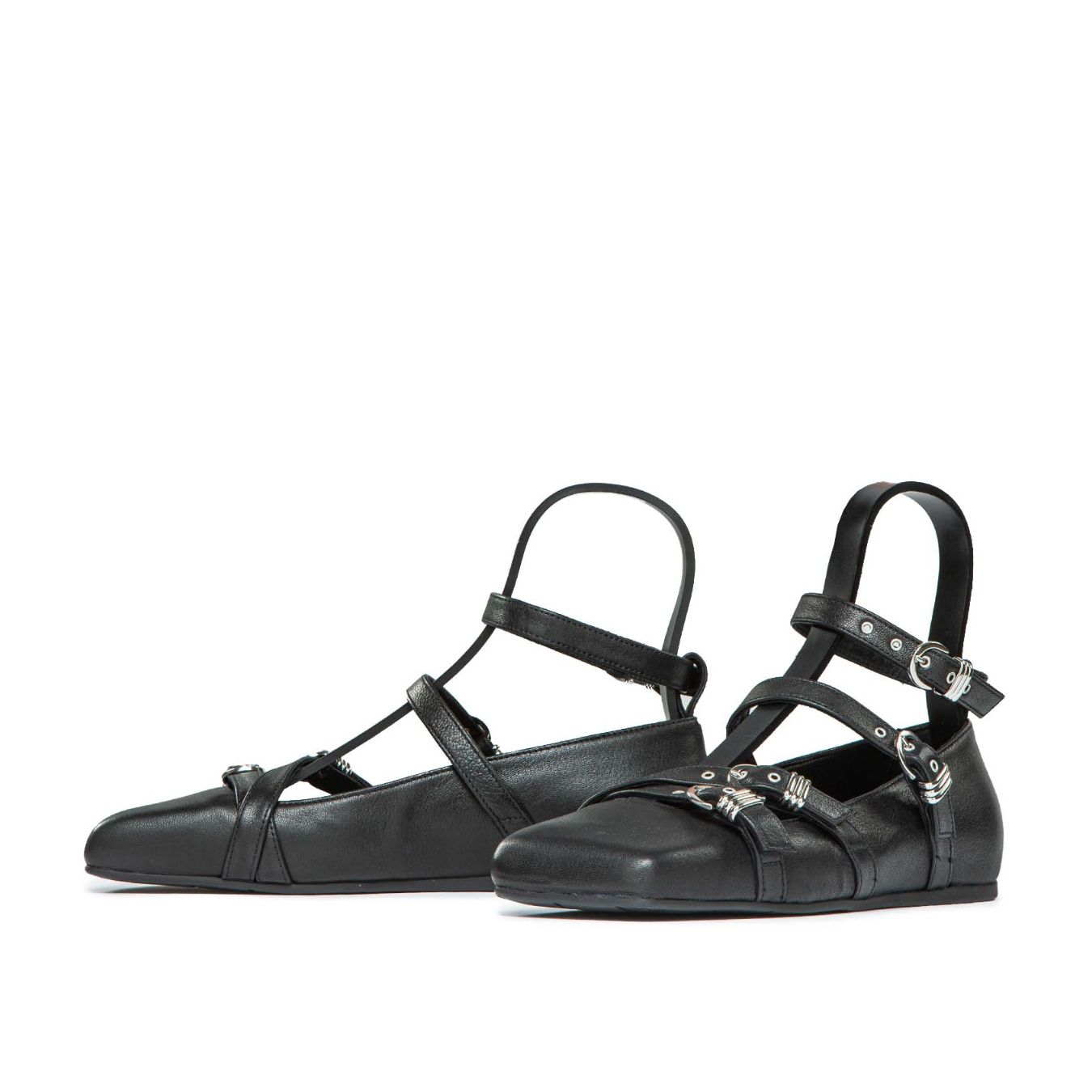 ballerine con fibbie in pelle nera 