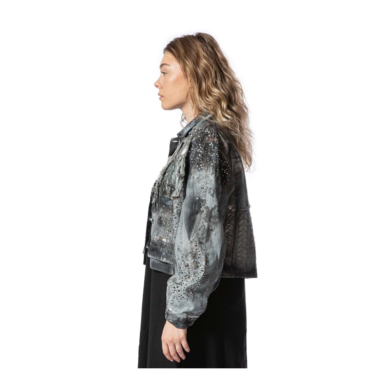 bomber in denim e cashemere 