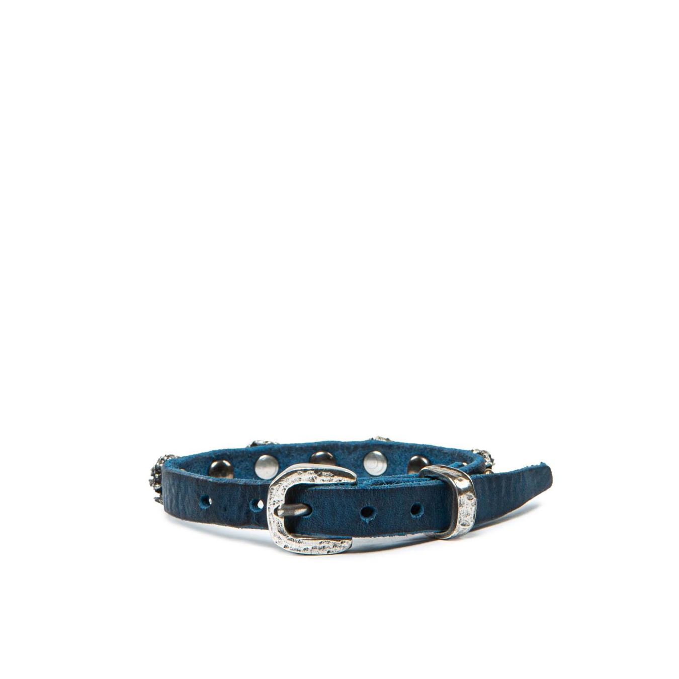 bracciale con rivetti in pelle blu 