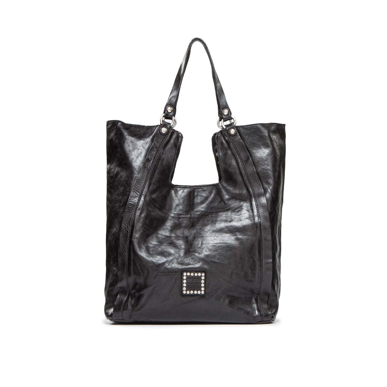 CAMPOMAGGI shopper CAMELIA con rivetti in pelle nera dietro