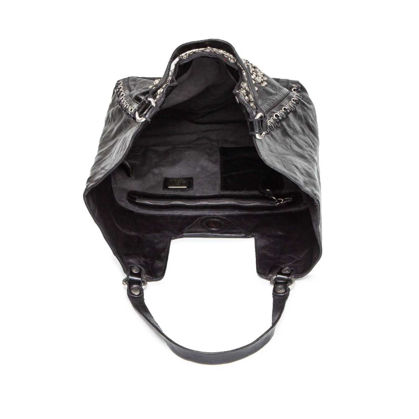 CAMPOMAGGI shopper CAMELIA con rivetti in pelle nera interno