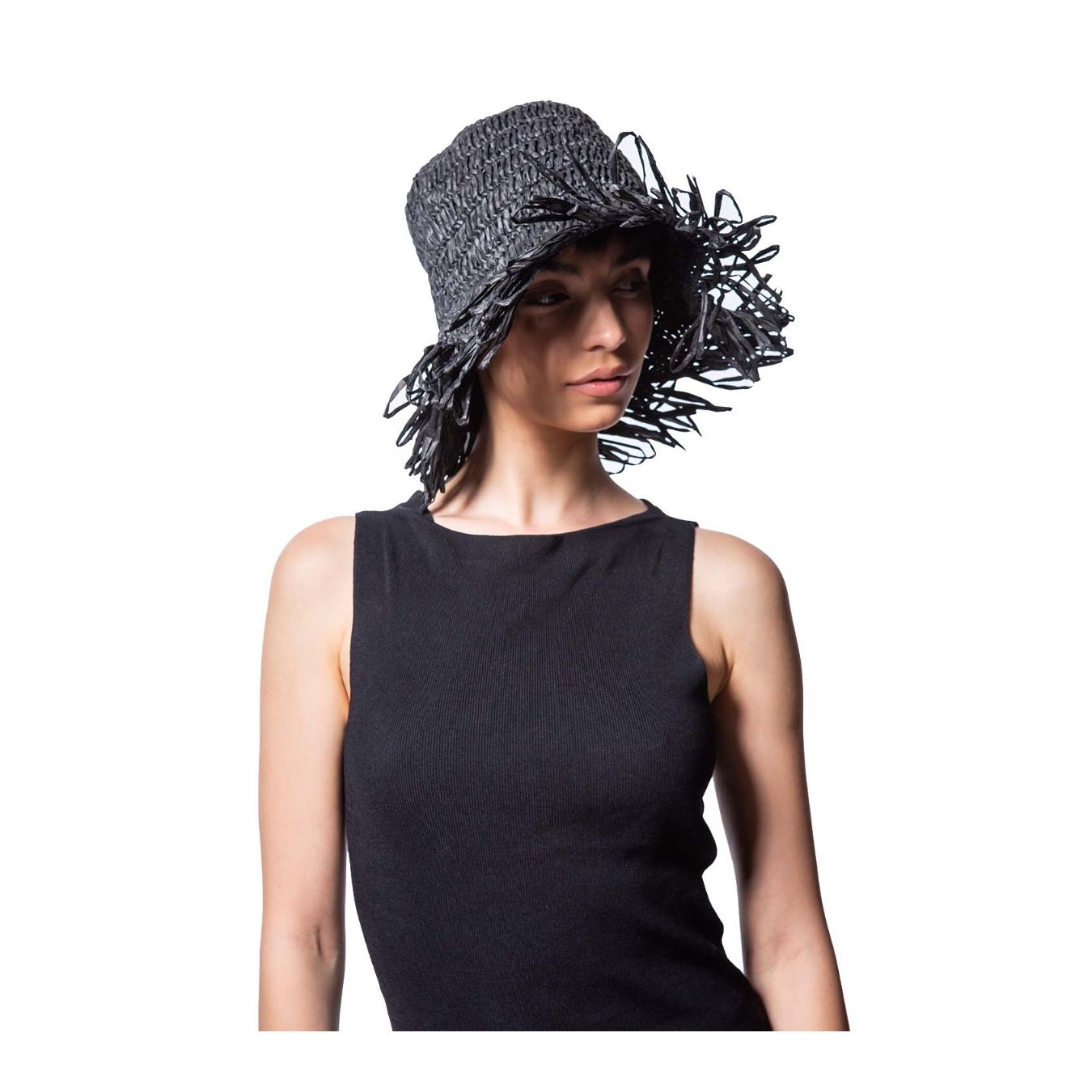 cappello in paglia nero 