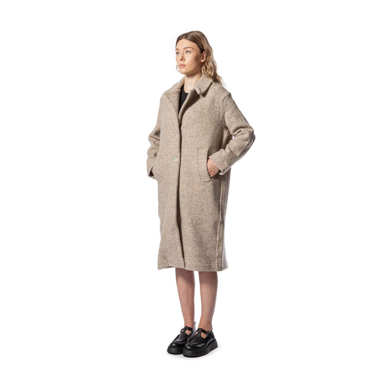 cappotto marion tessuto spinato grigio