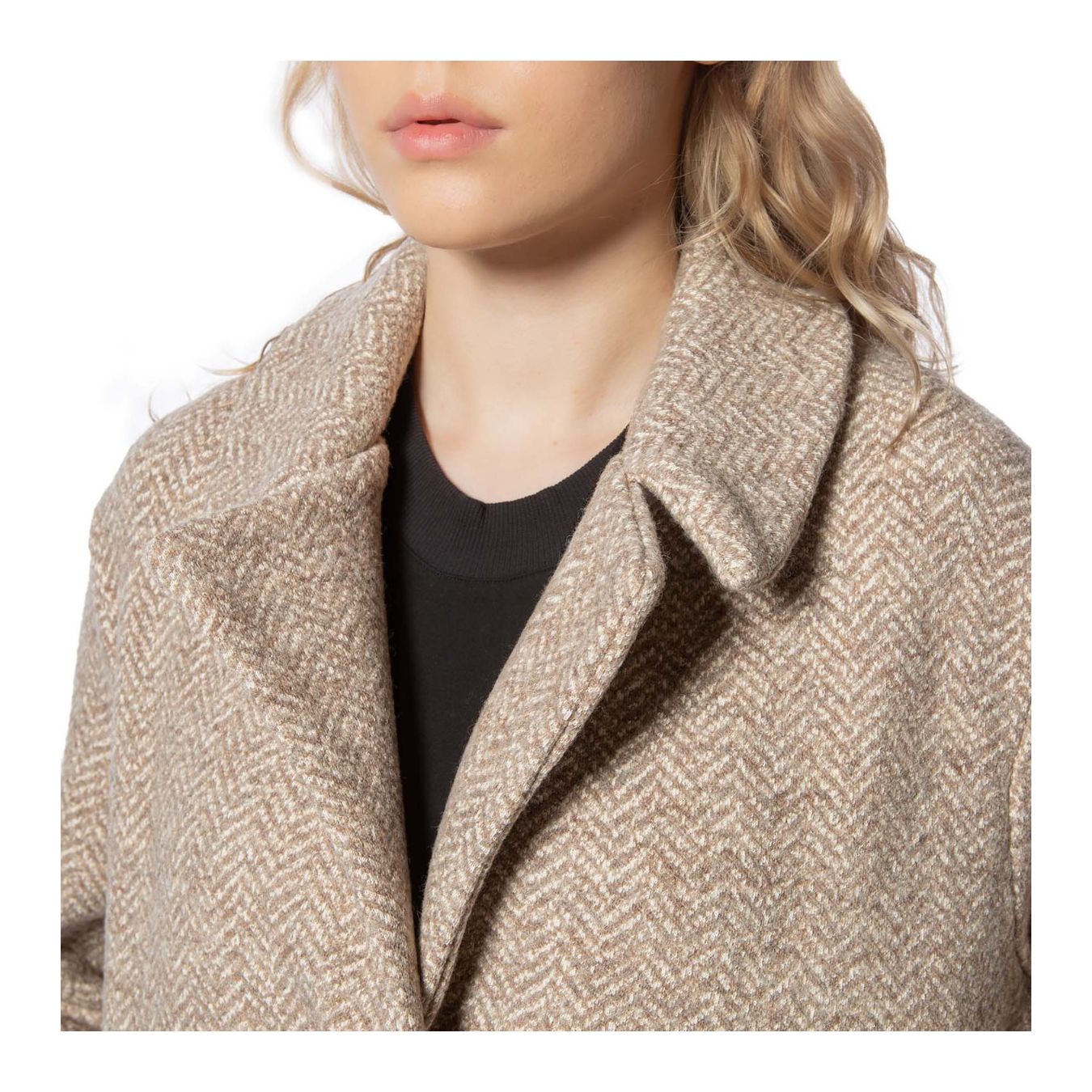 cappotto marion tessuto spinato grigio