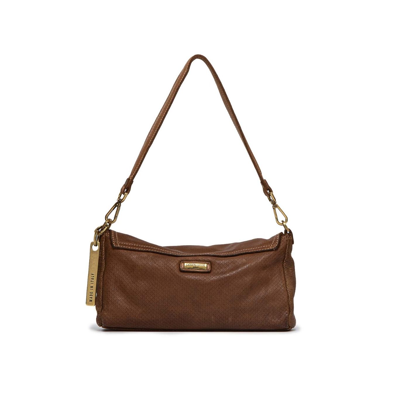 CATERINA LUCCHI baguette MARIA in pelle cognac dietro