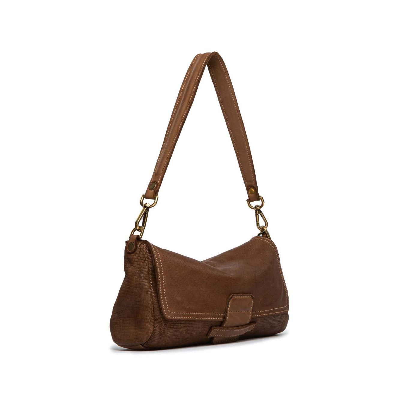 CATERINA LUCCHI baguette MARIA in pelle cognac lato