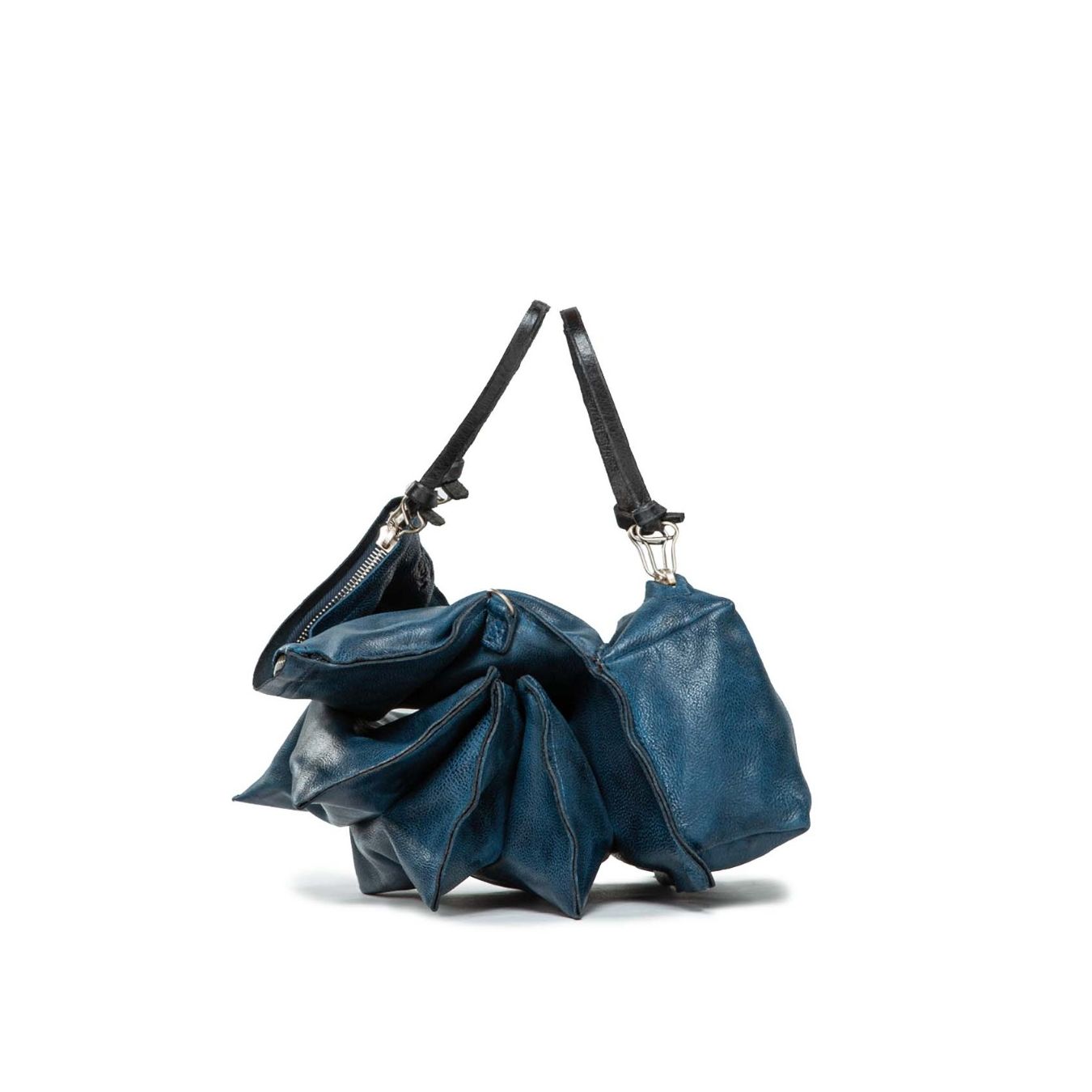 clutch in pelle blu con scomparti 