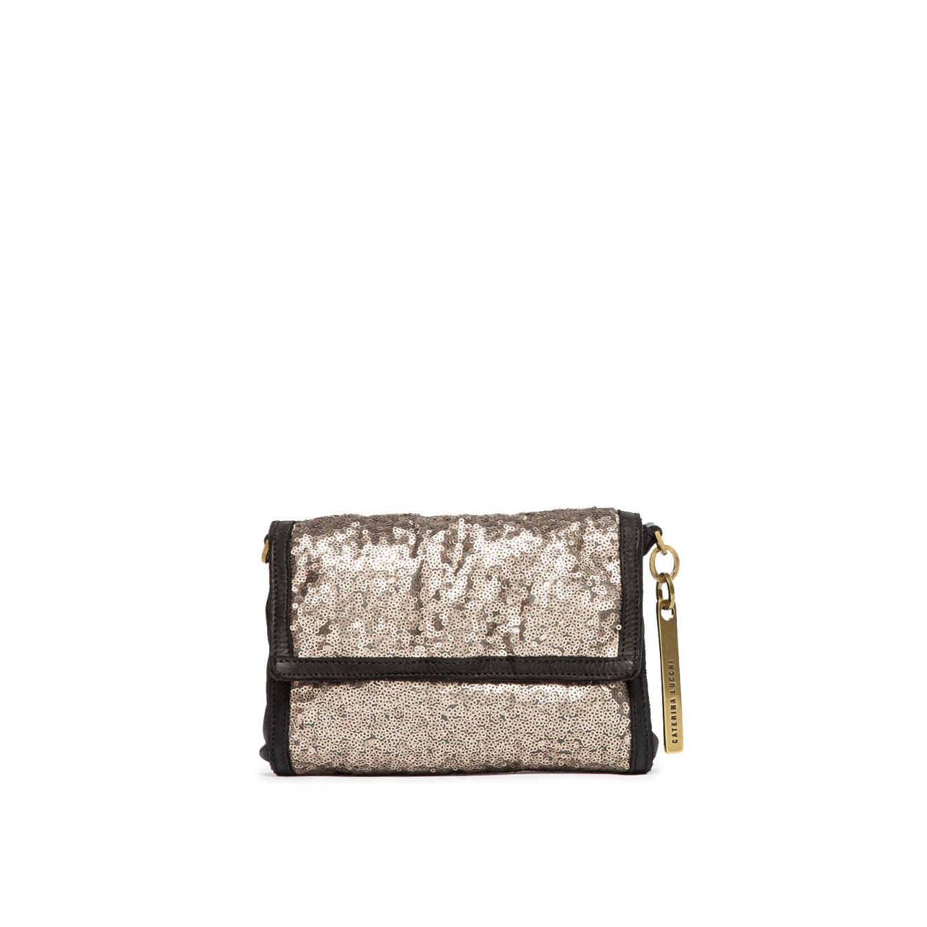 clutch con patta in pelle nera