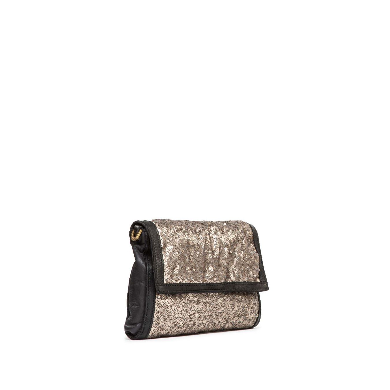 clutch con patta in pelle nera