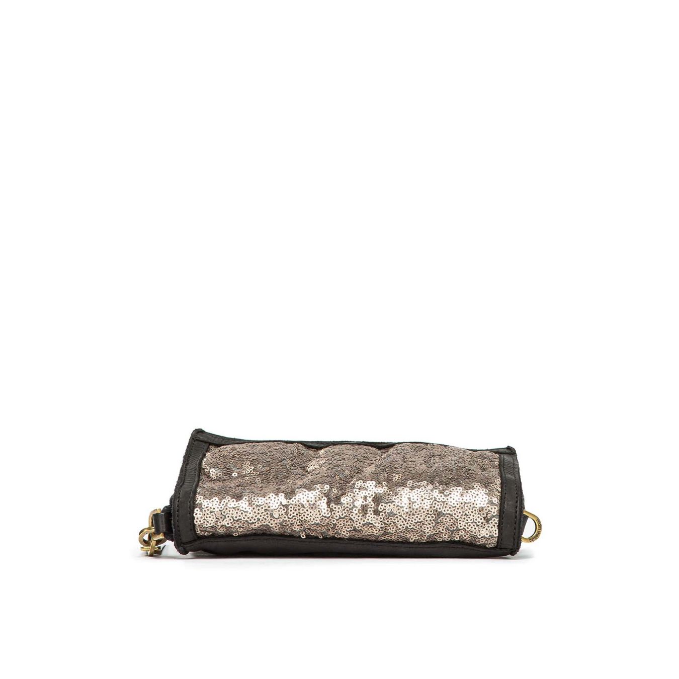 clutch con patta in pelle nera