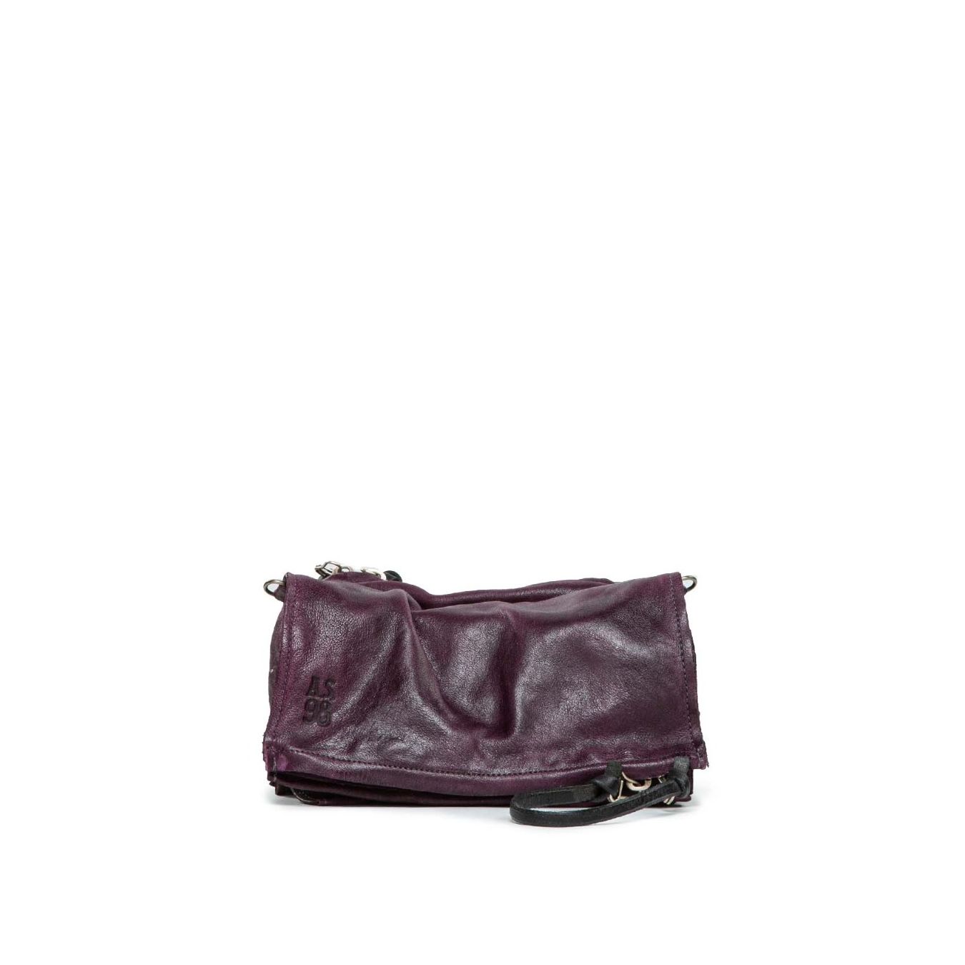 clutch in pelle viola con scomparti 