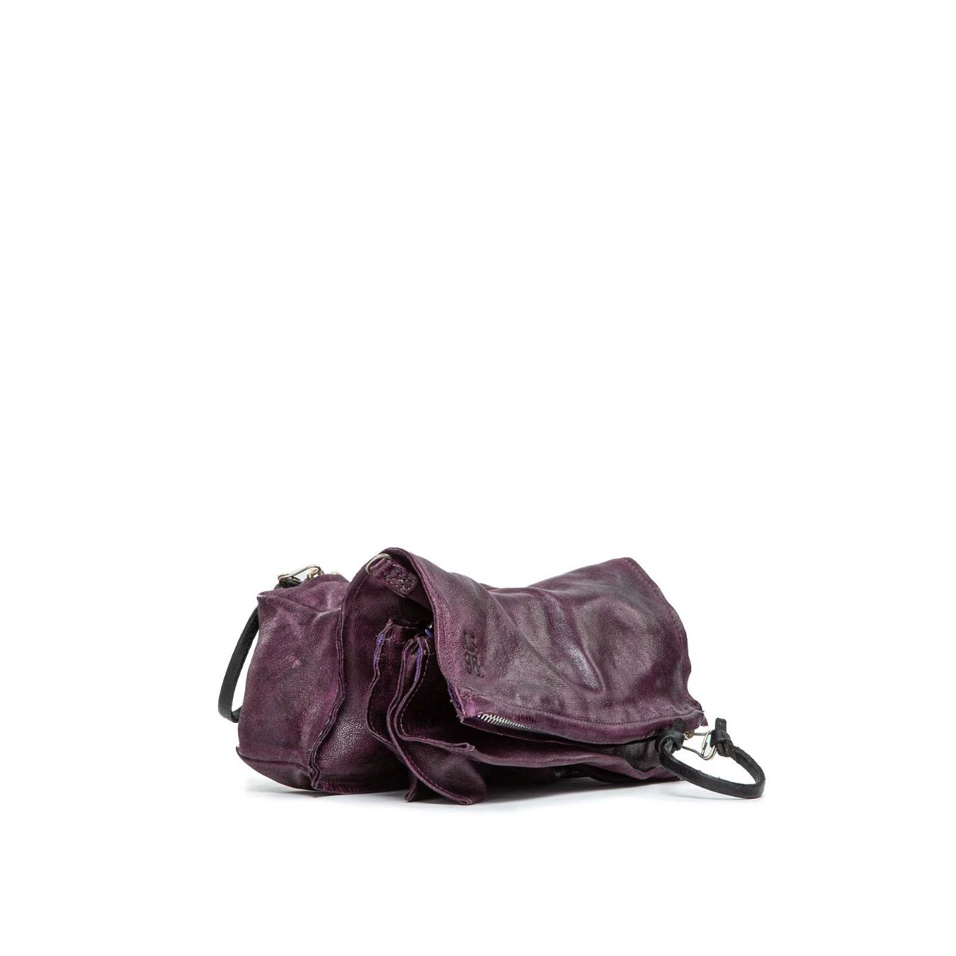 clutch in pelle viola con scomparti 