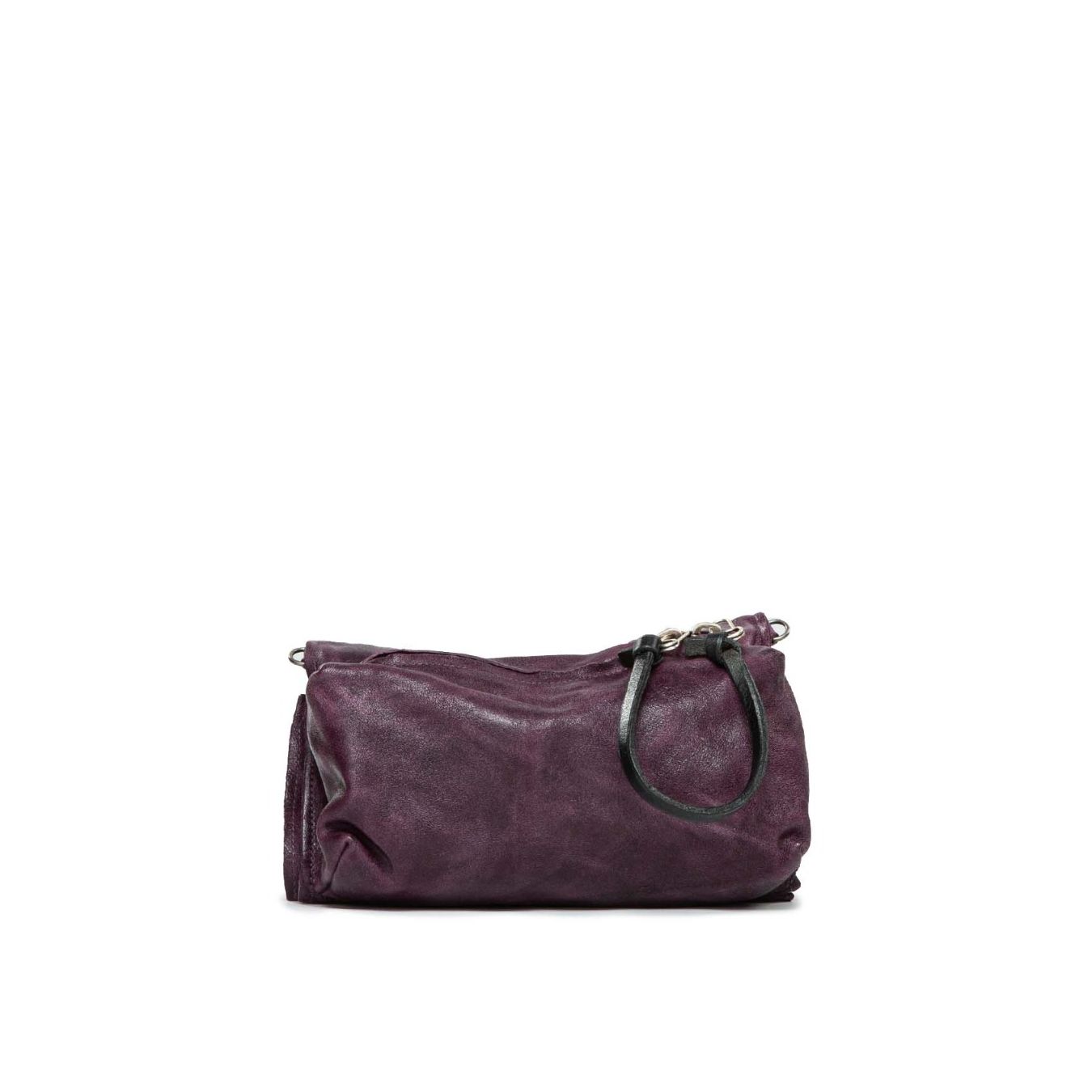 clutch in pelle viola con scomparti 