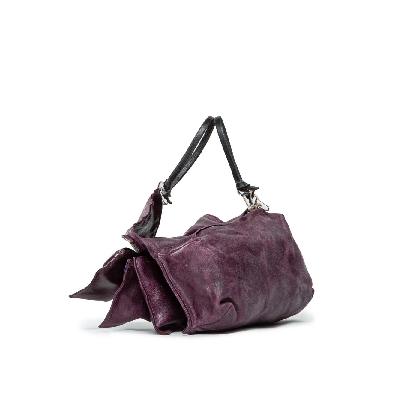 clutch in pelle viola con scomparti 