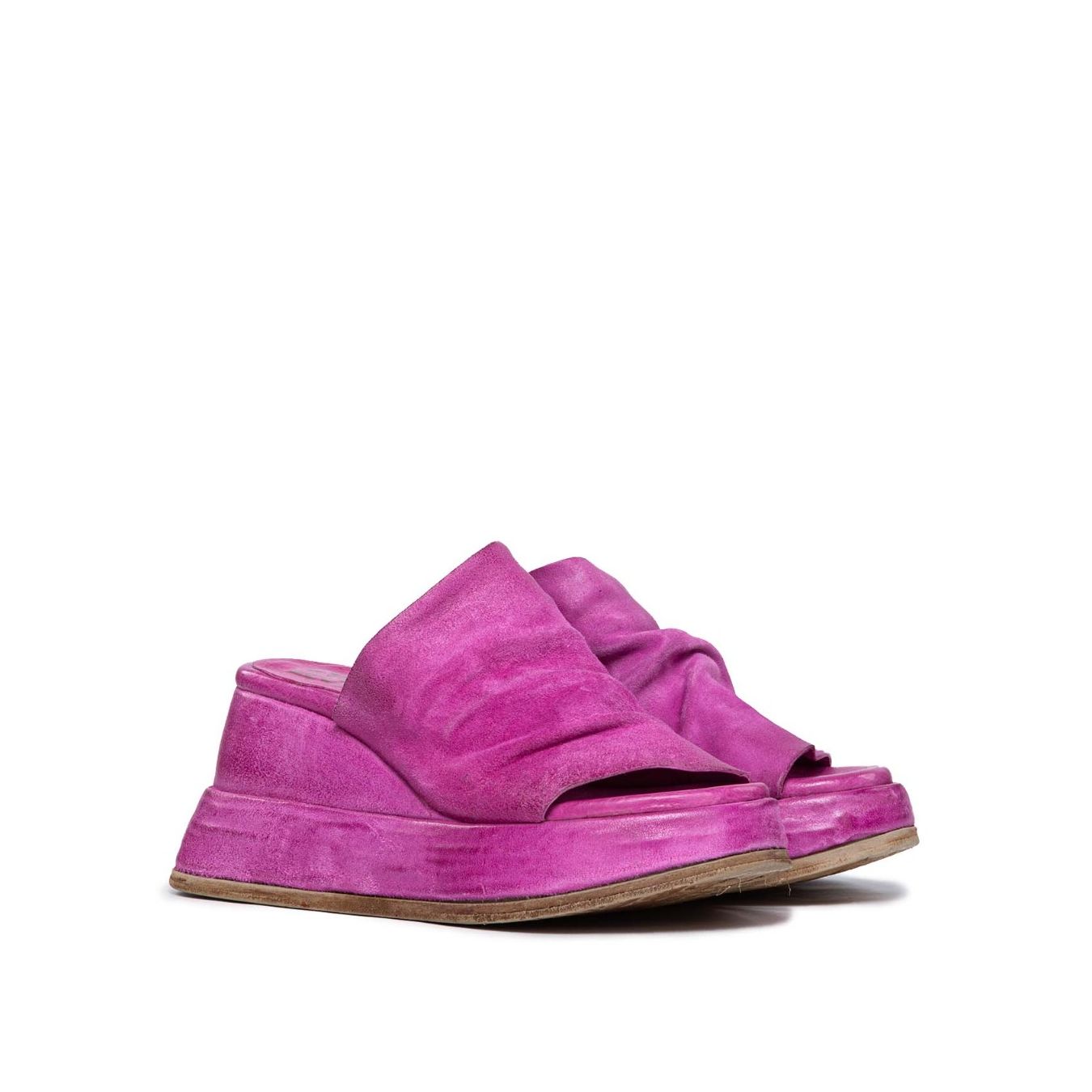 sabot zeppa REALE in pelle fucsia