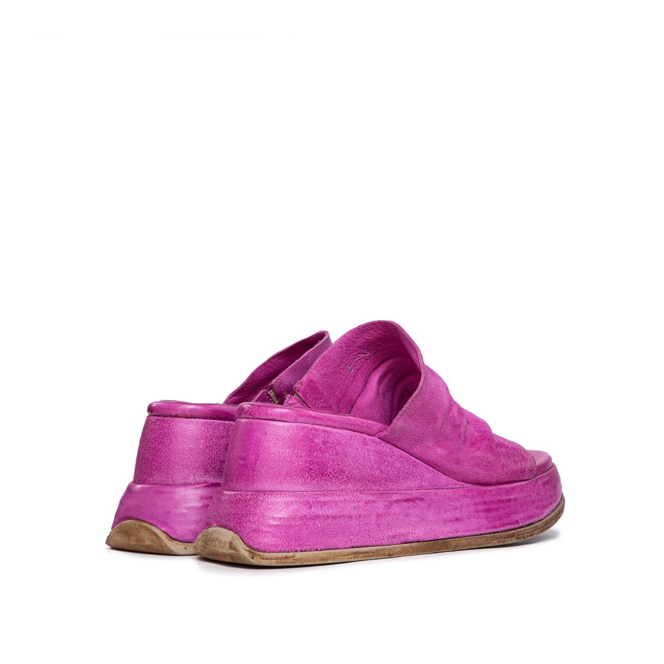 sabot zeppa REALE in pelle fucsia