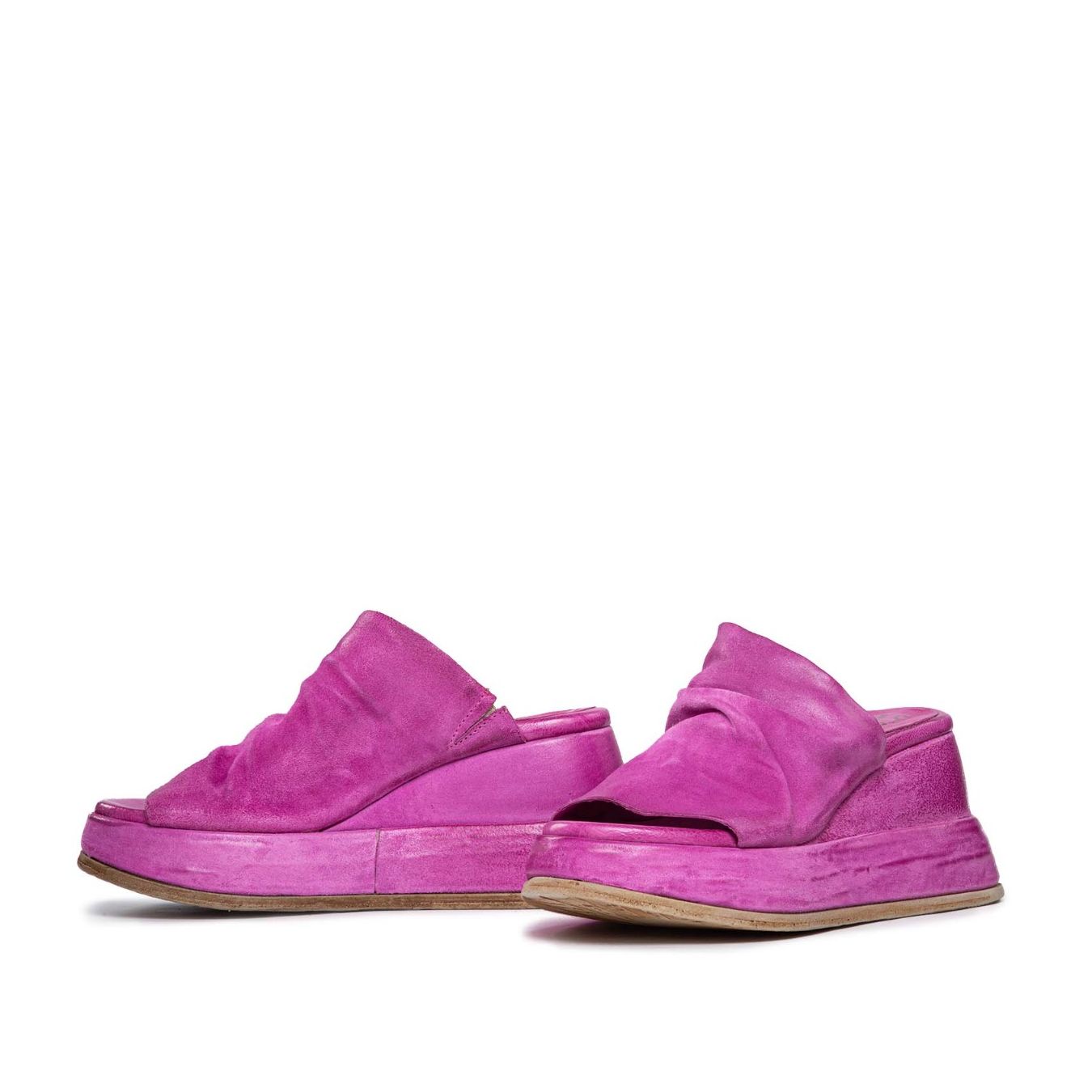 sabot zeppa REALE in pelle fucsia