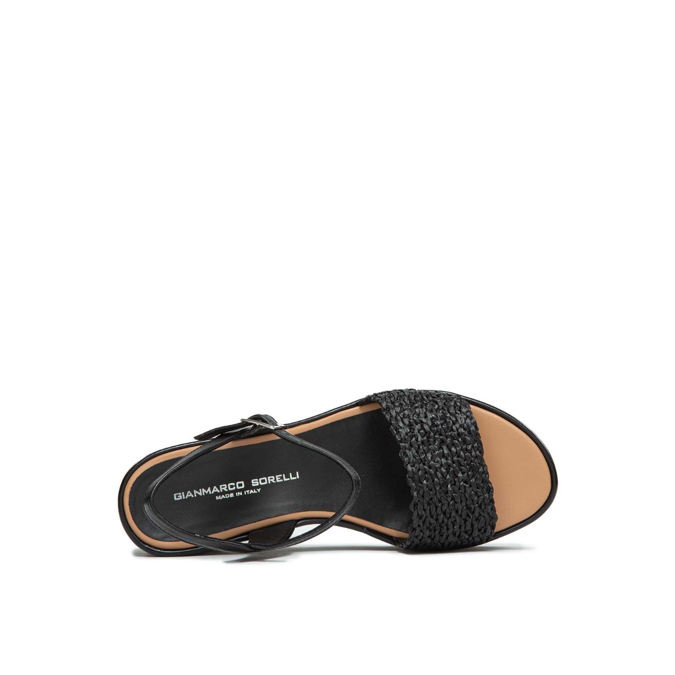 zeppe JIL con fascia in raffia nera 