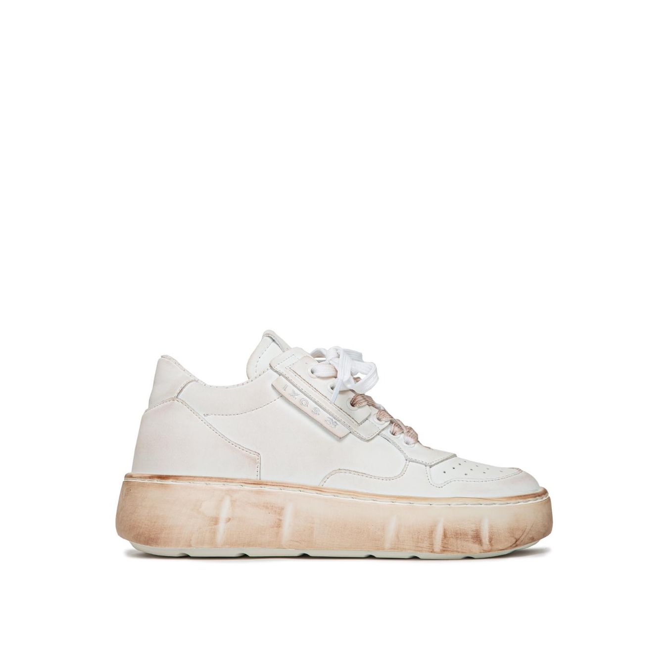 sneakers platform in pelle bianca