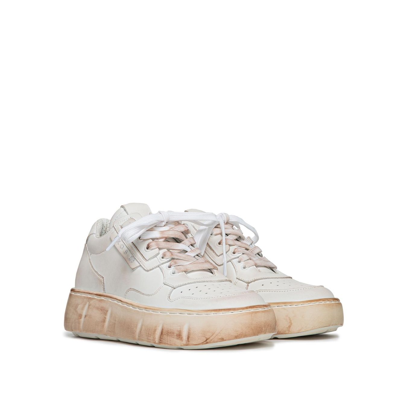 sneakers platform in pelle bianca