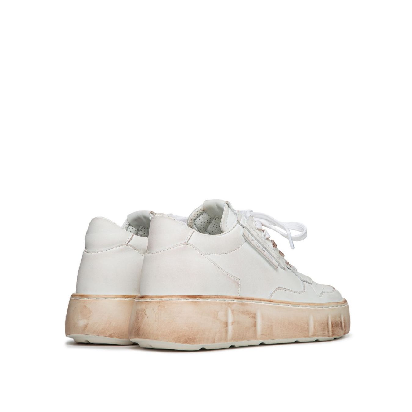 sneakers platform in pelle bianca