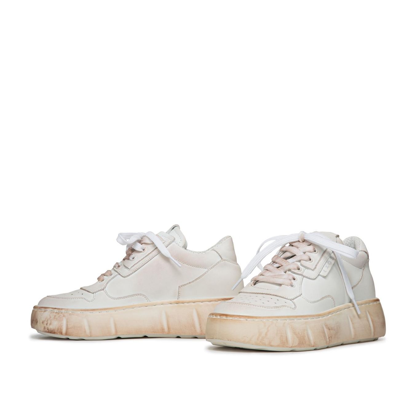 sneakers platform in pelle bianca