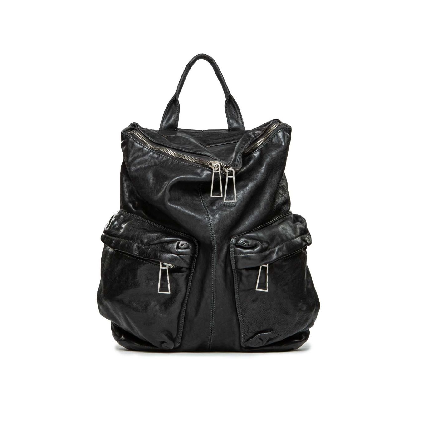 zaino YOSEPH con tasche esterne in pelle nera