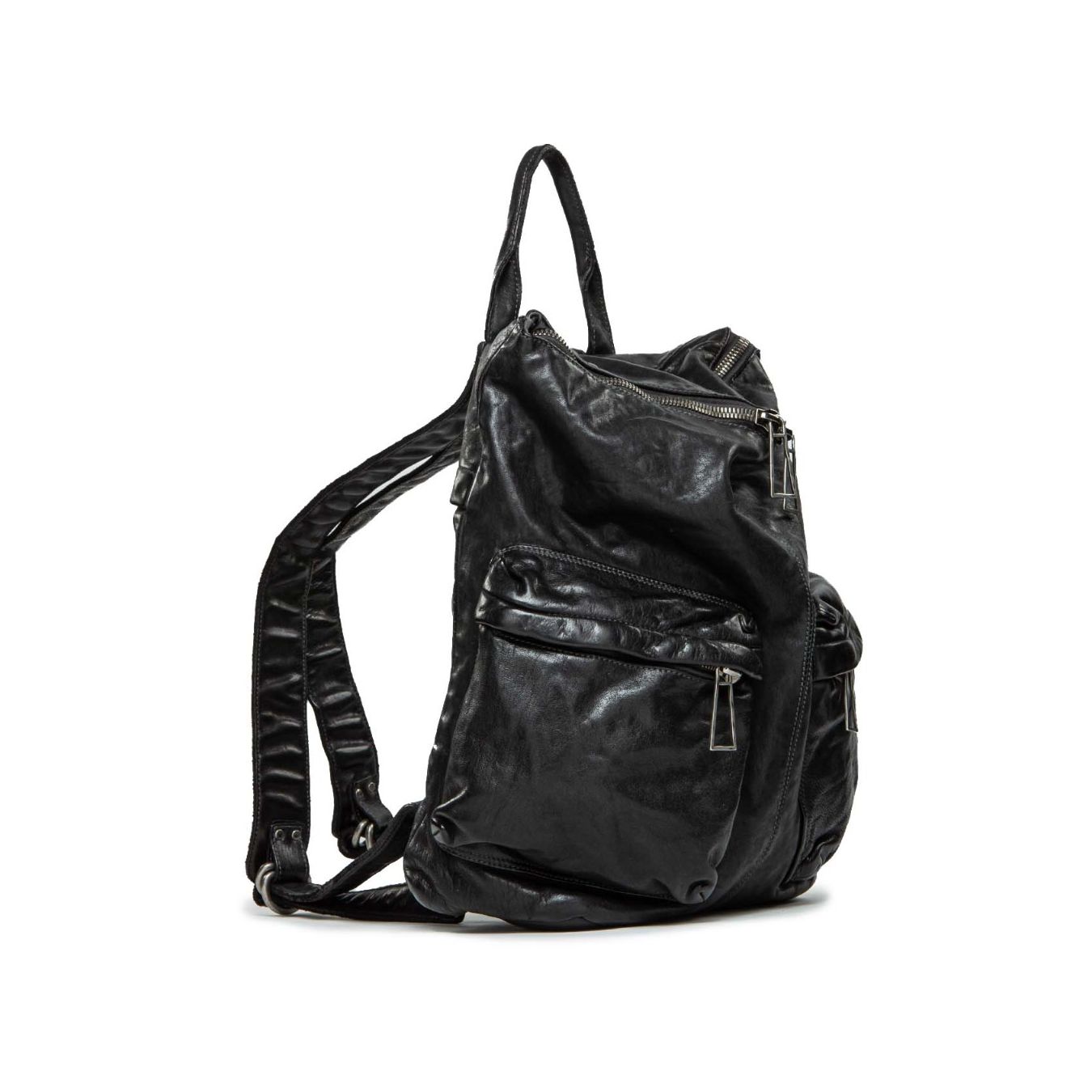 zaino YOSEPH con tasche esterne in pelle nera