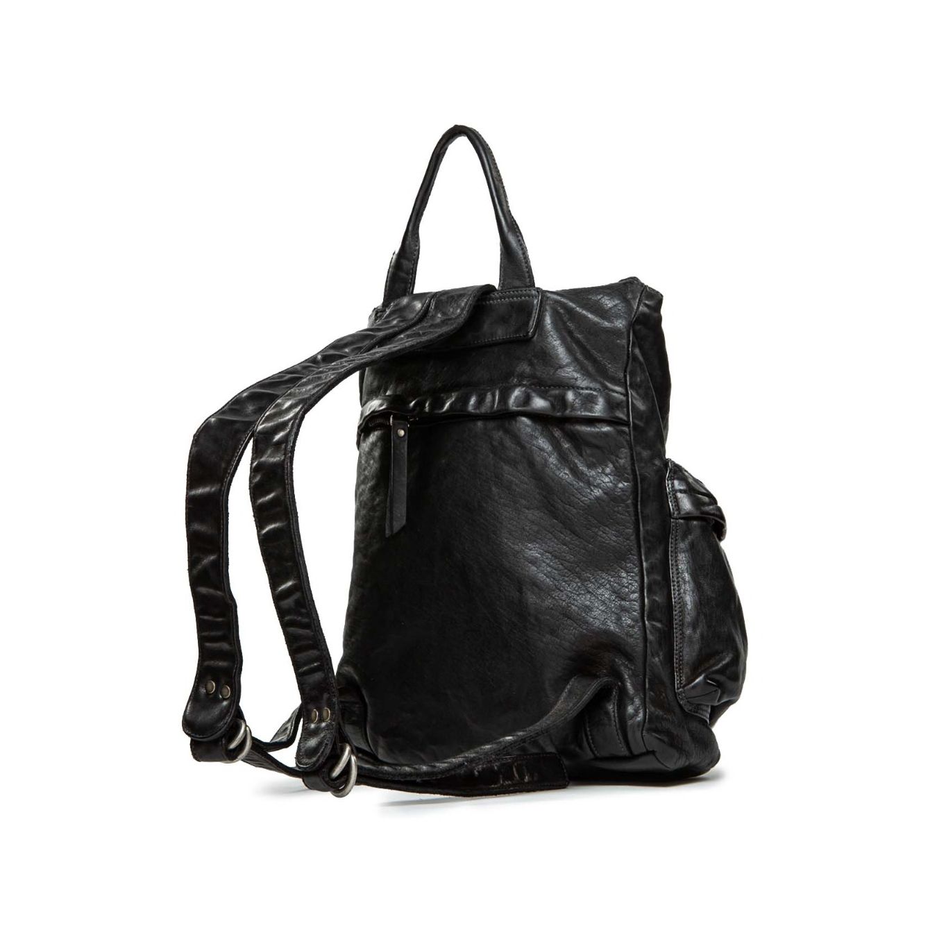 zaino YOSEPH con tasche esterne in pelle nera