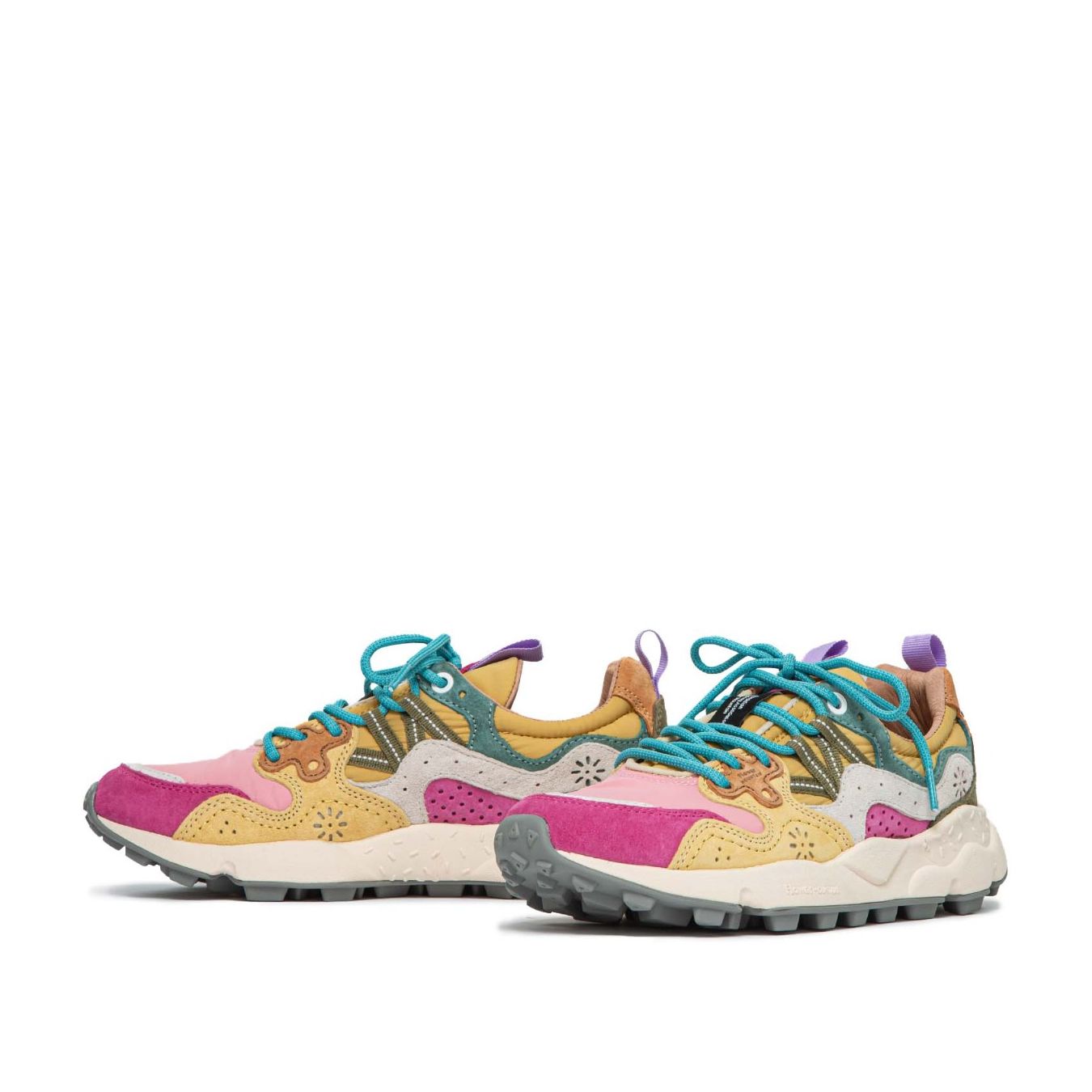 flower mountain sneakers YAMANO con inserti fuxia lacci