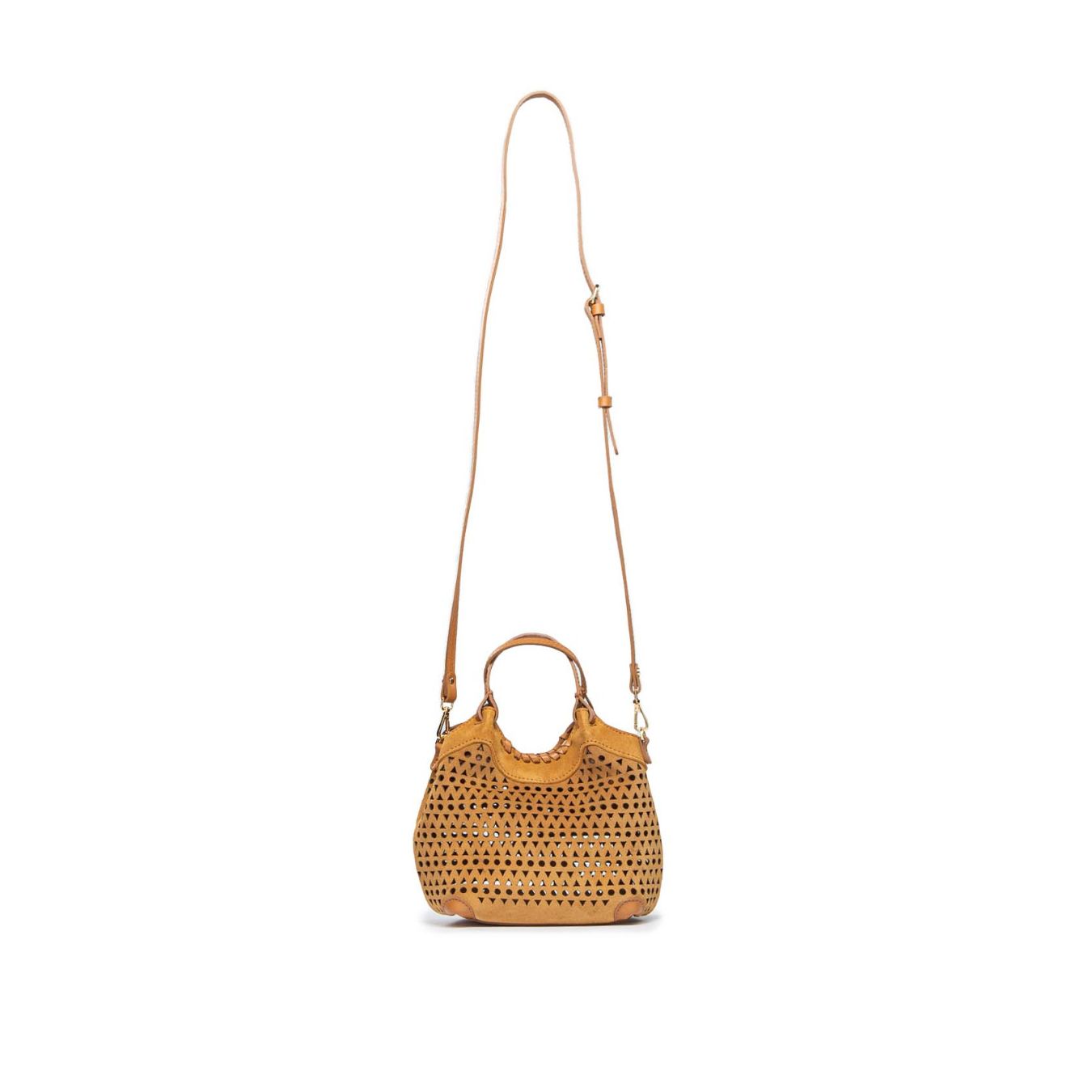 shopper MINI DUA in camoscio peanut con tracolla 