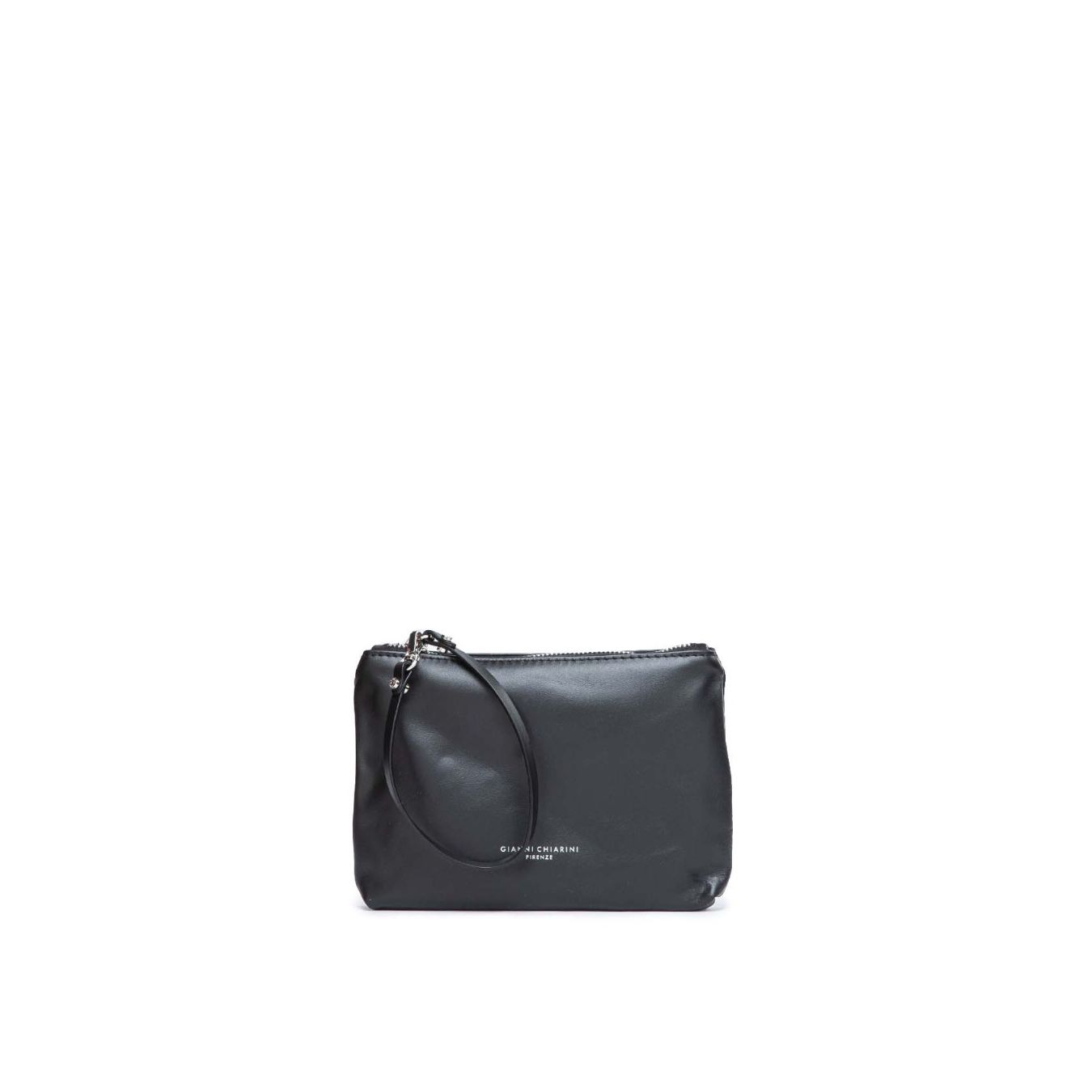 clutch in pelle nera chiarini