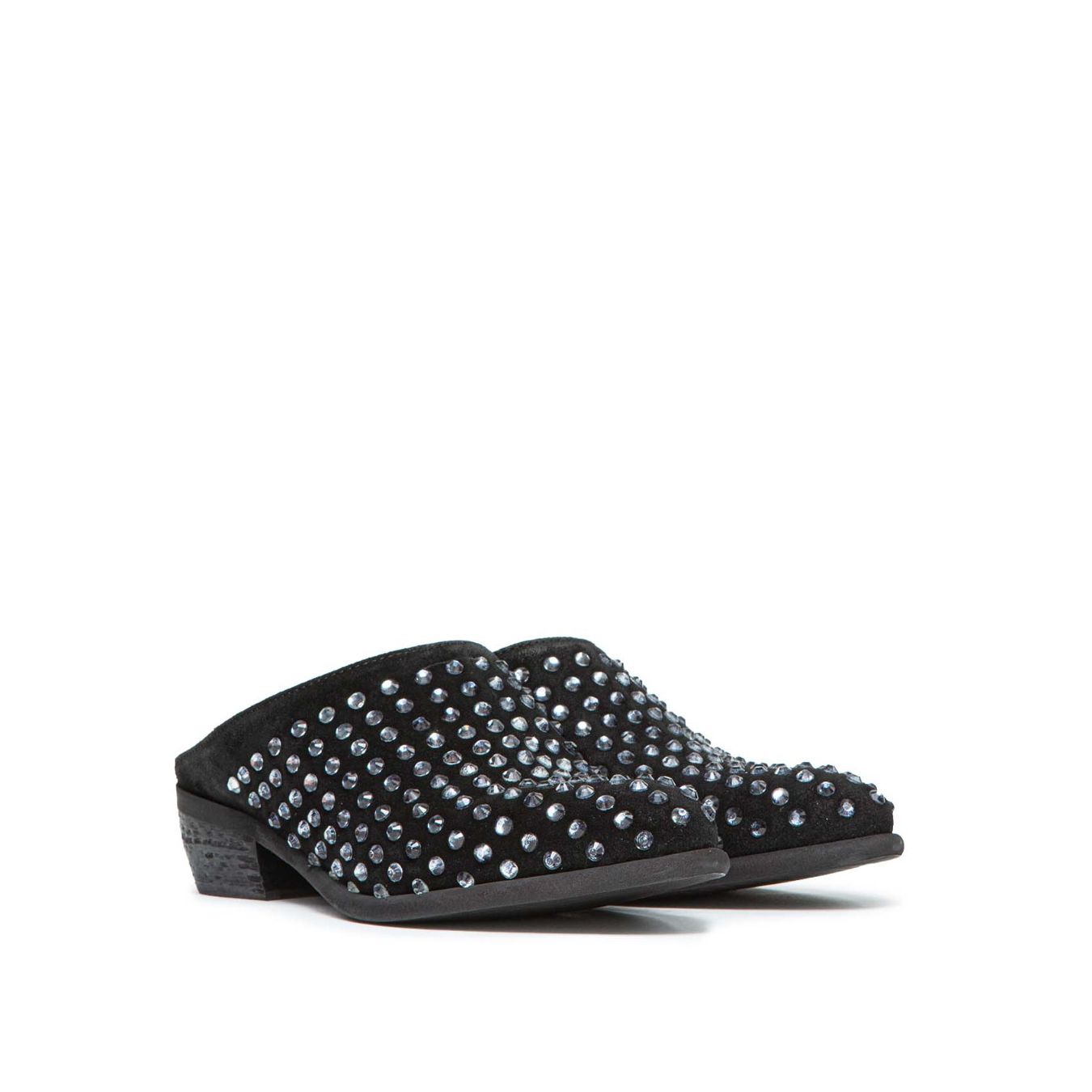 sabot con strass in camoscio nero 