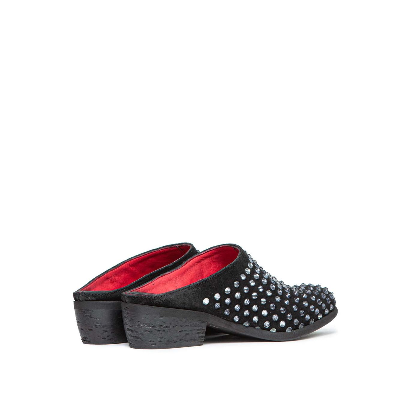 sabot con strass in camoscio nero 