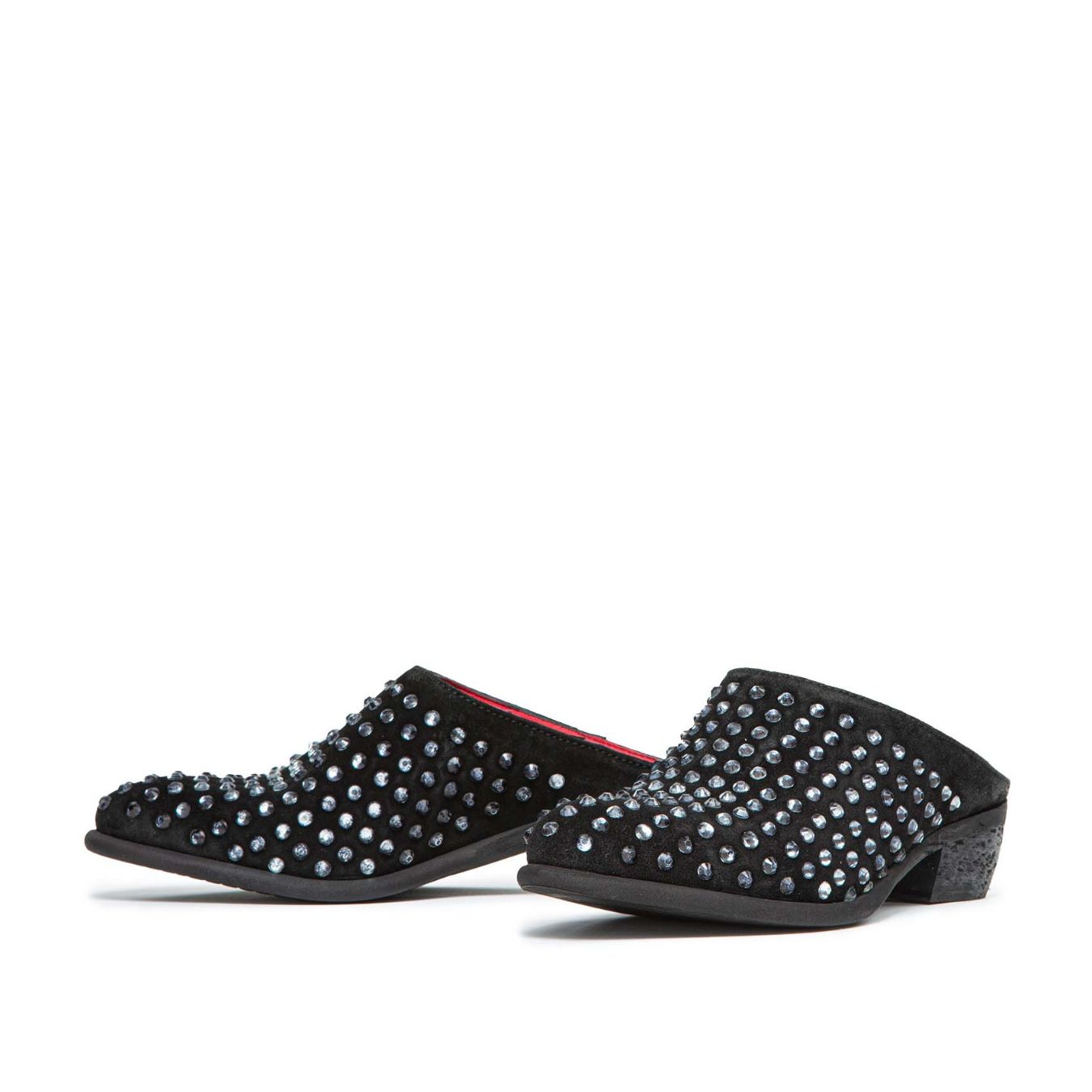 sabot con strass in camoscio nero 