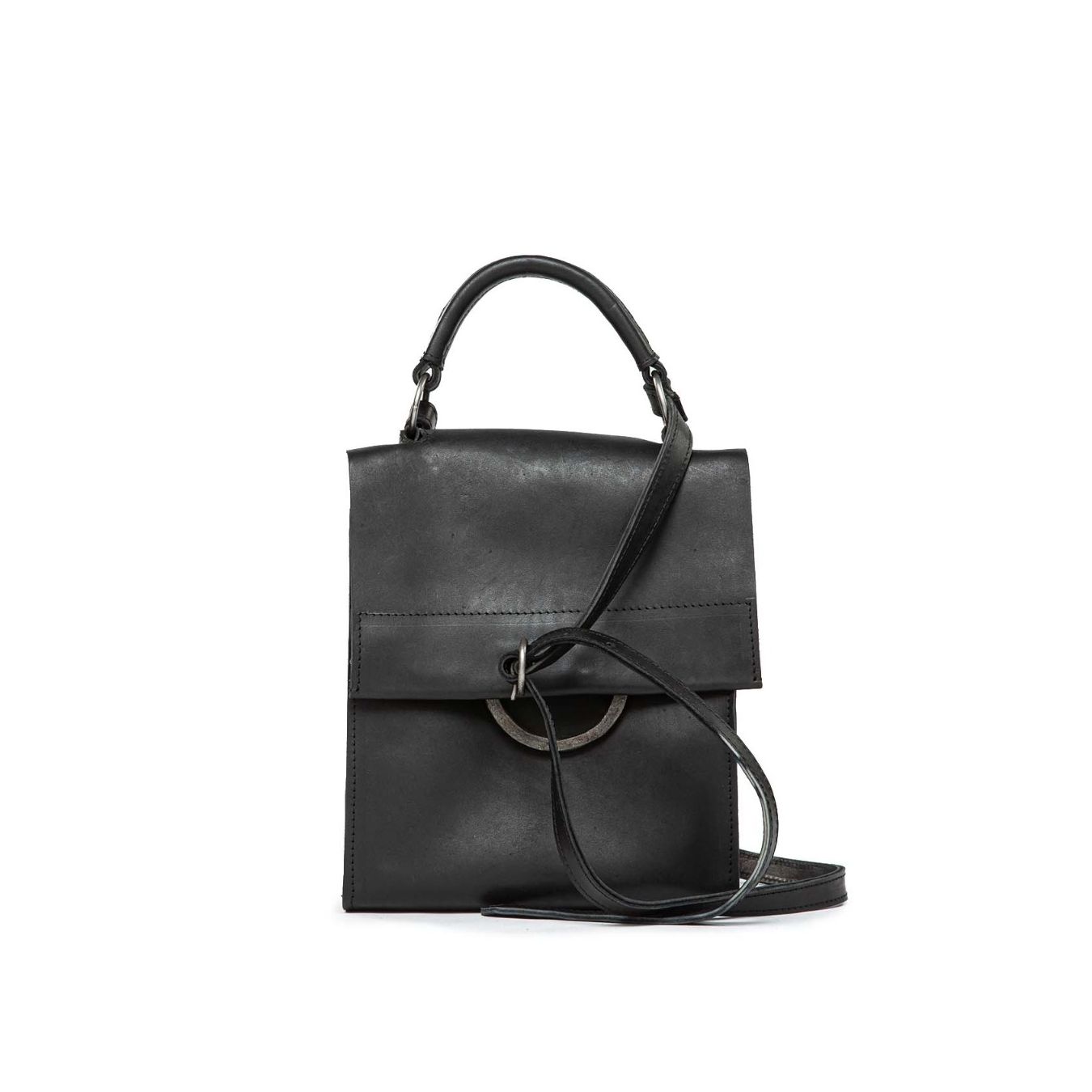 cartella SHOULDER VERTICAL in pelle nera 